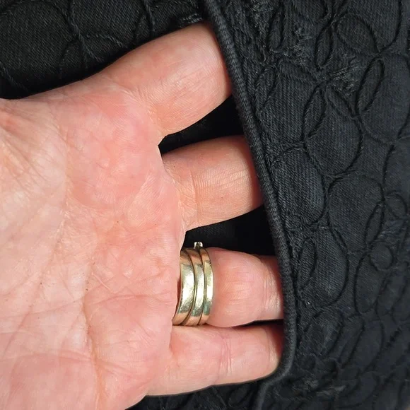 Vintage ANNE KLEIN Black Denim Embroidered Jacket Size 12 - Picture 4 of 5